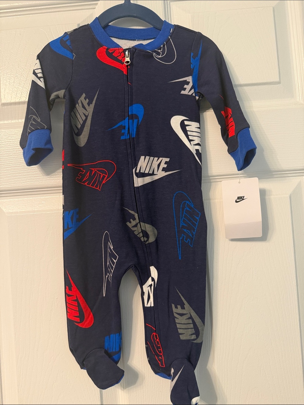 Nike Navy Footed One-Piece with Red, Blue & White Logos